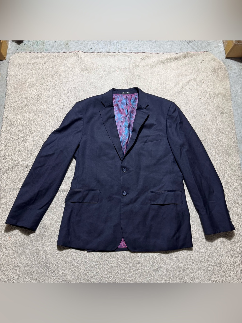 Sartoria Tosi Jacket Mens 42R Hand Made Italy Super 150s Wool Blazer Paisley